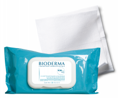 BIODERMA produktová fotka, ABCDerm H2O Micelárne obrúsky 60 ks, starostlivosť o detskú pokožku, čistiace obrúsky